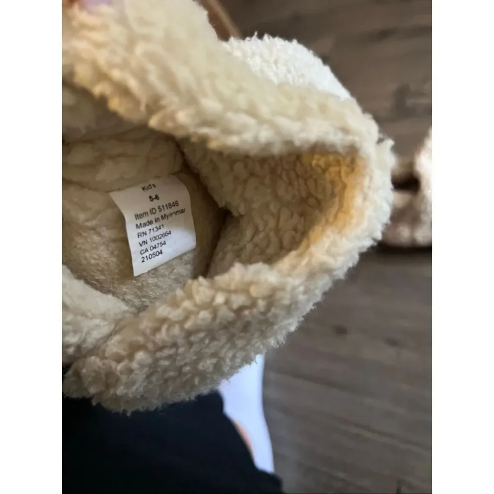 L.L.Bean Girl’s  Cozy Slipper Booties, Pile Fleece size 5-6
